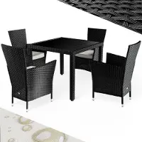 Casaria Salon de jardin en résine tressée Riga 5 pièces noir