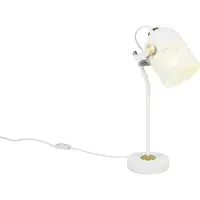 TRIO Lampe de table, métal, blanc, E27, interrupteur à cordon, H 45 cm