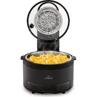 Klarstein Friteuse Sans Huile avec Fonction Vapeur, Friteuse Air Chaud Air Fryer XL 1250W, Mini Friteuse Electrique Sans Huile, Airfryer 5L, Tactile, Minuterie, Température Réglable, 6 Programmes
