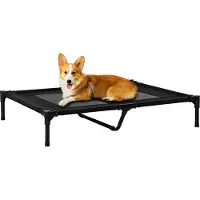 PawHut Lit sur pieds lit pour chien chat lit de camp lit surélevé animaux grand confort tissu Oxford textilène micro-perforé métal 92L x 76l x 18H cm noir