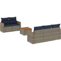 Syfax Ensemble de canapé de jardin 6 pcs avec coussins gris résine tressée