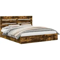 Syfax Lit de Rangement Chêne fumé 180 x 200 cm Bois d'ingénierie