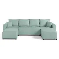 Best Mobilier Regala - canapé panoramique - 7 places - convertible avec coffre - en tissu , Bleu ciel