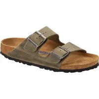 Birkenstock Mule 'ARIZONA BS 1019377 faded khaki verde ciabatte uomo fibbie pelle soft' vert foncé