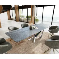 DELIFE Table à manger Edge 200-300x100 céramique LaminamNero Greco gris Spider acier plat acier inoxydable extensible