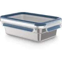 EMSA N1150400 boîte de conservation CLIP & CLOSE STEEL, 0,8 litre, bleu