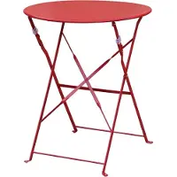 Bolero Table de patio ronde pliante en acier rouge, 60 cm