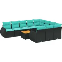 Syfax Ensemble de canapé de jardin 11 pcs avec coussins noir