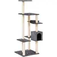 Syfax Arbre à chat avec griffoirs en sisal Gris foncé 142 cm