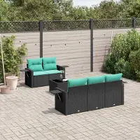 Prolenta Maison Exclusive - Ensemble de salon de jardin 6 pièces avec coussins, polyrotin noir