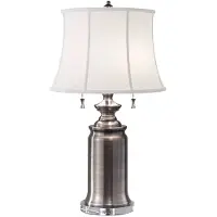 FEISS Lampe de table avec abat-jour Stateroom, nickel antique, 2xE27x60W, tissu, dimensions : 68,6 x 40,6 x 40,6 cm, IP20, Feiss