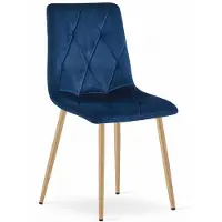 Leobert Chaise Valora LIBRA, velours bleu marine, pieds en bois (1 pièce) | Chaise bleu marine avec pieds en bois pour une décoration variée