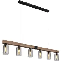 Globo Lampe suspendue Hadera Noir à 6 lumières avec verre fumé