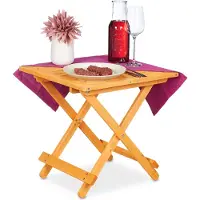 Relaxdays Table pliante en bois , pour le salon, le balcon et la terrasse, portable, stable, table d'appoint : 50 x 50 x 50 cm, couleur naturelle