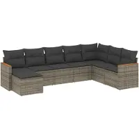 vidaXL Ensemble de jardin canapé 8 pièces avec coussins Gris Poly rotin