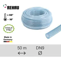 Rehau Tuyau PVC Raufilam-E diamètre intérieur 9mm longueur 50m DIN53505 max. 16bar transparent / flexible - 10285611002