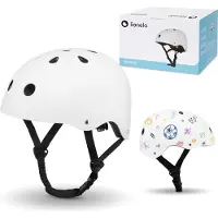 Lionelo Casque de sécurité pour enfants Casque réglable 50-56 cm, protège-menton, casque Intertek pour filles et garçons, taille S - blanc