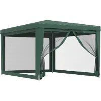 Syfax Tente de fête avec 4 parois latérales en maille Vert 3x4 m PEHD