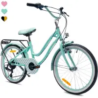 Sun baby Vélo enfant à partir de 6 ans 20 pouces Vélo enfant Vélo fille 6 vitesses Vélo Simano Heart léger menthe