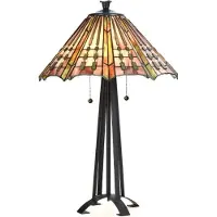 Casa Padrino Lampe de table de luxe Tiffany Multicolore Ø 50 x H. 76 cm - Lampe de bureau Tiffany - Lampe décorative de salon - Lampe décorative de table - Luminaires Tiffany de luxe