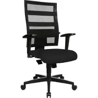 LÜLLMANN Chaise de bureau pivotante avec accoudoirs, dossier en résille, piètement en plastique, e GS, noire