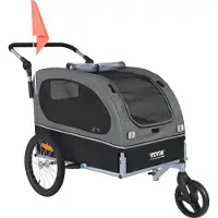 Vevor Remorque de Vélo Chien Pliable Charge 40 kg Poussette d'Animaux de Compagnie 2en1 Cadre Facile à Plier avec Roues à Dégagement Rapide