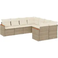 vidaXL Ensemble de jardin canapé 8 pièces avec coussins Beige Poly Rattan