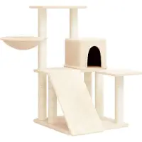 Syfax Arbre à chat avec griffoirs en sisal Crème 82 cm