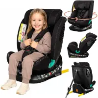 Lionelo Siège auto Bastiaan One i-Size, de la naissance à 12 ans, de 0 kg à 36 kg, Dri-Seat, 360 degrés - Black Carbon