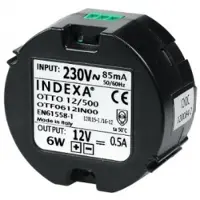 Indexa Alimentation encastrée 12VDC 500mA stabilisée 55x32mm Otto12/500 32150