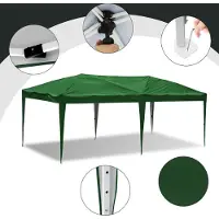 HENGDA Pavillon Pliable 3x6m Vert Tente de réception protection UV réglable en hauteur avec sac de transport, pour extérieur jardin camping Sans parois latérales