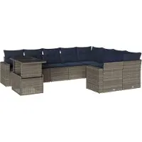 Syfax Ensemble de canapé de jardin 10 pcs avec coussins gris résine tressée