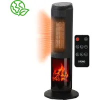 BREND BR-2222 Réchaud électrique avec chauffage d'ambiance et thermostat 18-45 °C - Réchaud à ventilateur en céramique - Chauffage avec fonction Swing - Minuterie - Noir