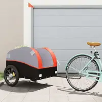 Prolenta Maison Exclusive - Remorque pour vélo, noire et orange, capacité de 45 kg, en fer