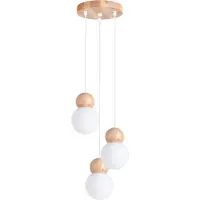 Sollux Lampe suspendue PEKKA 3P blanc/bois naturel 3xG9 8W verre/bois 124x31x31cm