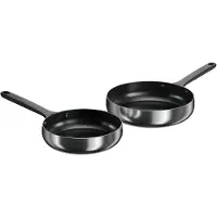 Berghoff Home Set de 2 poêles à frire en acier inoxydable 20 et 24 cm, anti-adhésif, sans PTFE, Smokey Black