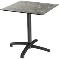 Veba Table de patio X Cross, structure noire + plateau HPL effet marbre Galaxy, 70 x 70 cm, 1 pièce