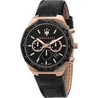 Maserati hommes montre STILE chronographe bracelet en cuir noir UMAR8871642001