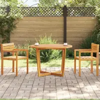 Prolenta Maison Exclusive - Table de jardin ronde Ø110x75 cm en bois massif d'acacia