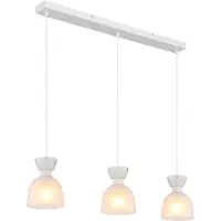 Globo Lighting Suspension, métal, verre, blanc, hauteur à raccourcir, L 56 cm