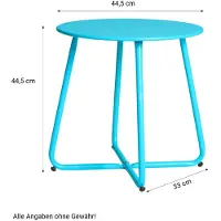 Homestyle4u Table basse ronde Table de jardin Table d'appoint Métal Massif Bleu Table exterieur