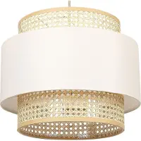 Beliani Lampe suspendue en rotin beige naturel Abat-jour en polyester Suspension Boho