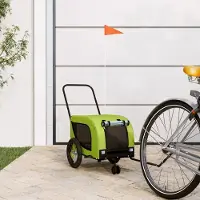 Prolenta Remorque de vélo exclusive - Pour chiens, couleurs vert et noir. Fabriquée en tissu Oxford et en fer