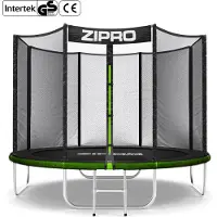 Zipro Trampoline Jump Pro Out | 8FT Ø 252 cm | Trampoline de jardin Trampoline pour enfants Kit complet avec filet extérieur, échelle et housse de protection, pour l'extérieur, vert