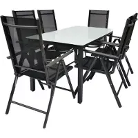 VCM Ensemble de meubles de jardin 7 pièces | groupe de salle à manger de groupe de sièges | 1xtable, 6x chaises | dimensions de table env. H. 76 x W. 140 x D. 80 cm | Ensemble de jardin – Chaises 140 MA