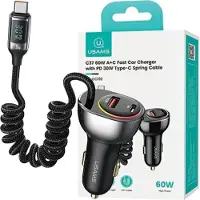 Usams Ład. Sam. C37 1Xusb+1Xusb-C 60W +Kabel Usb-C 30W Pd+Qc Fast Charge Czarny/Noir Cc192Cc01 (Us-Cc192)