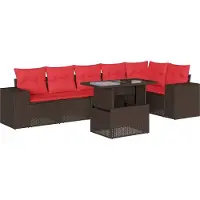 Syfax Ensemble de canapé de jardin 7 pcs avec coussins marron résine tressée