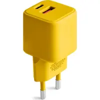 Forever COLORUM, Chargeur de téléphone portable pour tous les iPhone, Xiaomi, Huawei, Motorola et Samsung, Chargeur rapide + USB-A + USB-C PD 30W CLS30-AC-10 Jaune