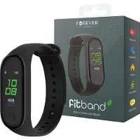 Forever SB-50 Fitband - Bracelet de fitness connecté, Tracker d'activité et de fréquence cardiaque, Discret et léger, Pression artérielle, Noir