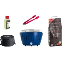 LotusGrill Starter-Set KLEIN Tiefblau, 1kg Kohle, Paste, Messer